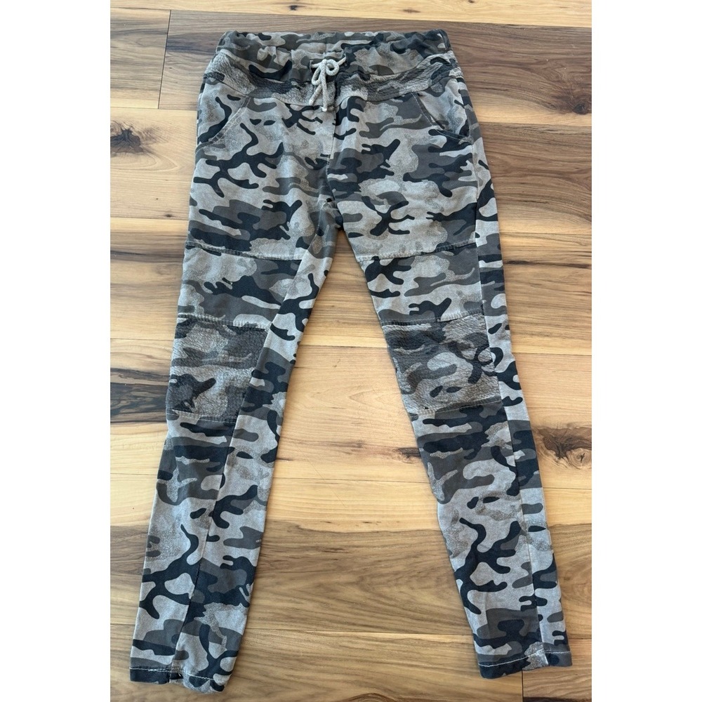 Venti6 Camo Cargo Jogger Pants Womens Gray Metallic Camouflage Made in Italy